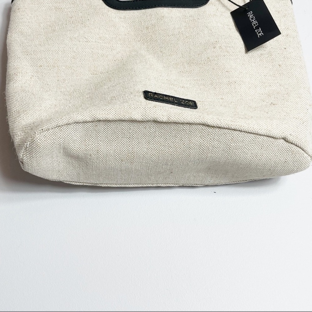 Rachel Zoe Capri Canvas Bag Natural Black Vegan Leather Trim NWT - Picture 5 of 14